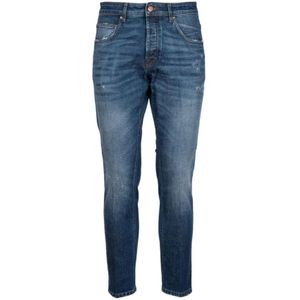 Don The Fuller, Jeans, Heren, Blauw, W33, Katoen, Mid Blue Elastische Katoenen Jeans met Tapered Fit