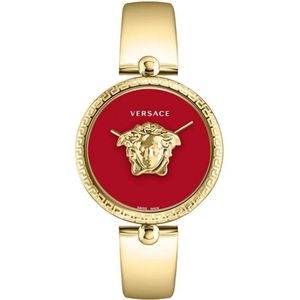 Versace, Gouden en Rode Palazzo Horloge Geel, Dames, Maat:ONE Size