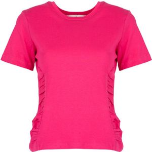 Silvian Heach, Tops, Dames, Roze, XS, Katoen, Aansluitend T-Shirt met Ronde Hals