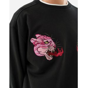 Maharishi, Sweatshirts & Hoodies, Heren, Zwart, M, Katoen, Dualiteit Panther Crew Sweatshirt