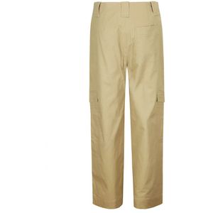 Ganni, Broeken, Dames, Beige, M, Herringbone Canvas Mid Waist Pants