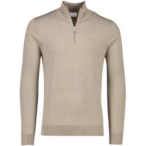 Profuomo, Truien, Heren, Bruin, L, Katoen, Bruine Slim Fit Half Zip Sweater