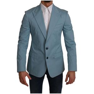 Dolce & Gabbana Pre-owned, Pre-owned, Heren, Blauw, M, Polyester, Blue Slim Fit Coat Jacket Martini Blazer