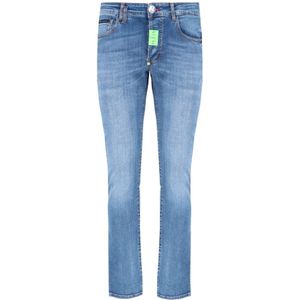 Philipp Plein, Jeans, Heren, Blauw, W36, Denim, Slim Fit Blauwe Denim Jeans