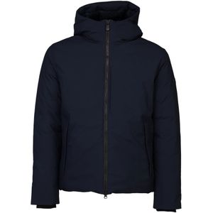 Save The Duck, Korte parka met capuchon van stretch nylon Blauw, Heren, Maat:S