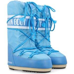 Moon Boot, Schoenen, Dames, Blauw, 39 EU, Nylon, Blauwe Nylon Hoge Top Laarzen