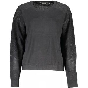 Desigual, Truien, Dames, Zwart, L, Katoen, Zwarte Katoenen Crew Neck Sweater