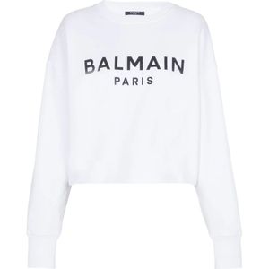 Balmain, Sweatshirts & Hoodies, Dames, Wit, M, Witte Sweatshirts voor Vrouwen