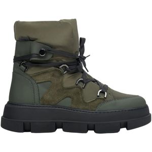 Estro, Schoenen, Dames, Groen, 37 EU, Khaki Winter Sneeuwlaarzen met Veters