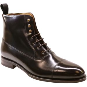 Berwick, Schoenen, Heren, Zwart, 41 1/2 EU, Leer, Elegante Leren Enkellaars met Gouden Metalen Details