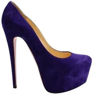 Christian Louboutin Pre-owned, Pre-owned, Dames, Paars, 39 EU, Suède, Pre-owned Suede heels
