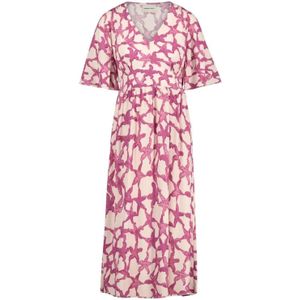 Fabienne Chapot, Kleedjes, Dames, Roze, L, Elegante Wit Roze Print Midi Jurk