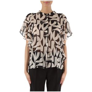 Elena Mirò, Blouses & Shirts, Dames, Veelkleurig, 2Xl, Polyester, Georgette All Over Print Blouse