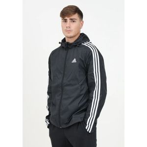 Adidas, Jassen, Heren, Zwart, S, Polyester, Zwarte Essentials 3-Stripes Geweven Jas