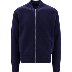 Givenchy, Sweatshirts & Hoodies, Heren, Blauw, M, Wol, Zip-Through Wollen Sweatshirt