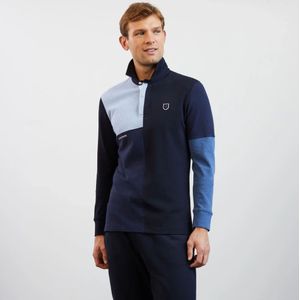 Eden Park, Tops, Heren, Veelkleurig, M, Katoen, Blauwe Colorblock Polo met Lange Mouwen