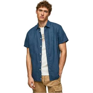 Pepe Jeans, Overhemden, Heren, Blauw, S, Short Sleeve Shirts