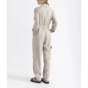 Peserico, Jumpsuits & Playsuits, Dames, Beige, L, Wol, Viscose en wol flanellen jumpsuit