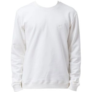 Dondup, Sweatshirts & Hoodies, Heren, Wit, M, Katoen, Witte Sweater met Logo Borduursel