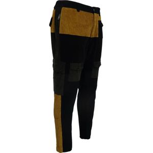 Dolce & Gabbana, Broeken, Heren, Zwart, L, Katoen, Zwarte Gele Katoenen Herenbroek, Tapered Broek