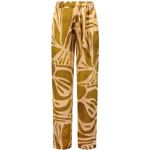 Amaya Amsterdam, Groene Peach Print Wijde Broek Groen, Dames, Maat:S