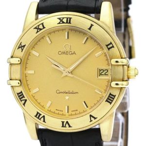 Omega Vintage, Pre-owned, Heren, Geel, ONE Size, Leer, Pre-owned Leather watches