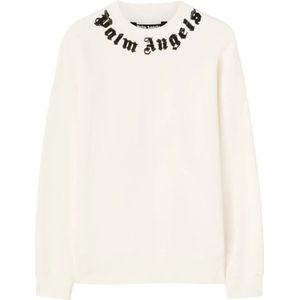 Palm Angels, Truien, Heren, Wit, XL, Trendy Sweater Selection