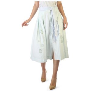 Tommy Hilfiger, Gestreekte katoenen rok met knoopsluiting Groen, Dames, Maat:XS