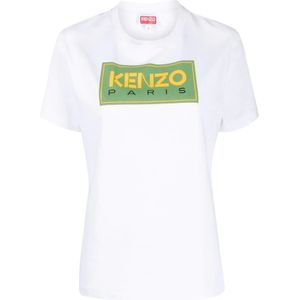 Kenzo, Tops, Dames, Wit, M, Katoen, Witte Crewneck T-shirt