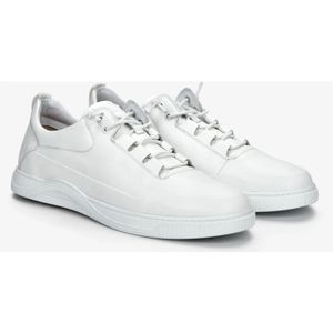 Estro, Schoenen, Heren, Wit, 45 EU, Leer, Heren Witte Lage Sneakers gemaakt van Echt Leer ES8 Er 00110939