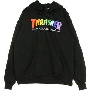 Thrasher, Rainbow Mag Hoodie Zwart, Heren, Maat:M