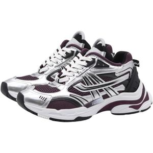 Ash, Schoenen, Dames, Paars, 36 EU, Sportieve Race Sneaker met Patent Silver/Black/Plum Design