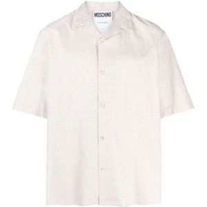 Moschino, Overhemden, Heren, Wit, 3Xl, Katoen, Witte Logo Jacquard Overhemd