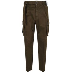 Dsquared2, Broeken, Heren, Groen, XL, Katoen, Groene Multi-Pocket Stretch Katoenen Broek