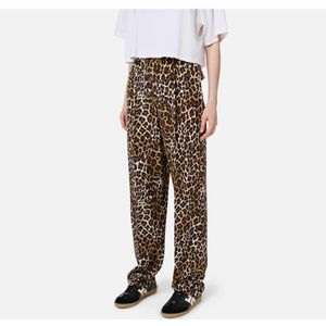 Elisabetta Franchi, Broeken, Dames, Bruin, M, Dierenprint hoge taille wijde pijpen broek