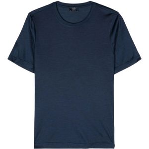 Barba, Tops, Heren, Blauw, L, Luxe Zijden T-shirt Made in Italy