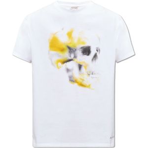 Alexander McQueen, Tops, Heren, Wit, M, Katoen, Bedrukt T-shirt