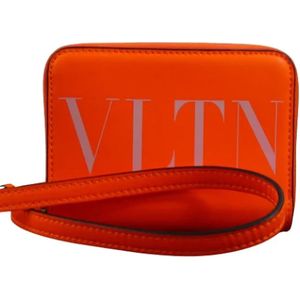 Valentino Vintage, Pre-owned, Dames, Oranje, ONE Size, Leer, Tweedehands leren portemonnees