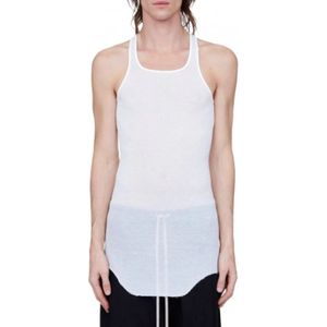 Rick Owens, Tops, Dames, Wit, L, Mouwloze Geribbelde Basic Zijde Viscose Tanktop