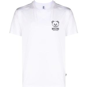 Moschino, Tops, Dames, Wit, XS, Katoen, Teddy Bear Print T-shirt - Wit