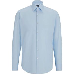 Hugo Boss, Overhemden, Heren, Blauw, L, Katoen, Heren Business Overhemd - Helder Blauw