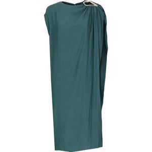 Lanvin, Kleedjes, Dames, Groen, S, Aqua Groene Jurk met Metallic Uitsnijding