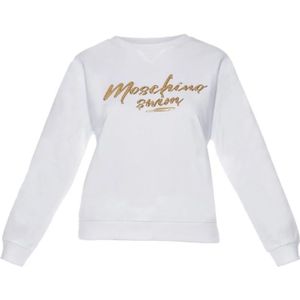 Moschino, Sweatshirts & Hoodies, Dames, Wit, M, Katoen, Witte Sweatshirt met Lange Mouwen Swim