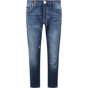 Philipp Plein, Jeans, Heren, Blauw, W33, Denim, Stone Washed Denim Skinny Fit Broek