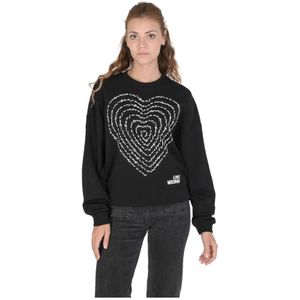Love Moschino, Sweatshirts & Hoodies, Dames, Zwart, M, Katoen, Zwarte katoenen sweatshirt met inlegdetail