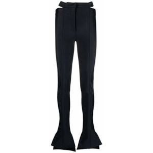 Mugler, Flared Cut-Out Broek Zwart, Dames, Maat:S