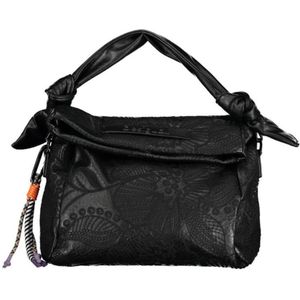 Desigual, Tassen, Dames, Zwart, ONE Size, Zwarte Polyethyleen Handtas met Magneetsluiting