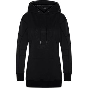 Borgo, Sweatshirts & Hoodies, Dames, Zwart, S, Lange Hoodie in het Zwart van Vallelunga