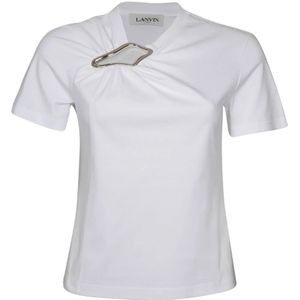 Lanvin, Tops, Dames, Wit, M, Katoen, Optic Wit Katoenen T-shirt