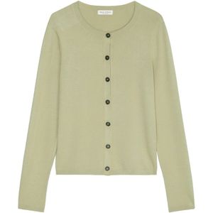 Marc O'Polo, Truien, Dames, Groen, M, Fijngebreide cardigan slim